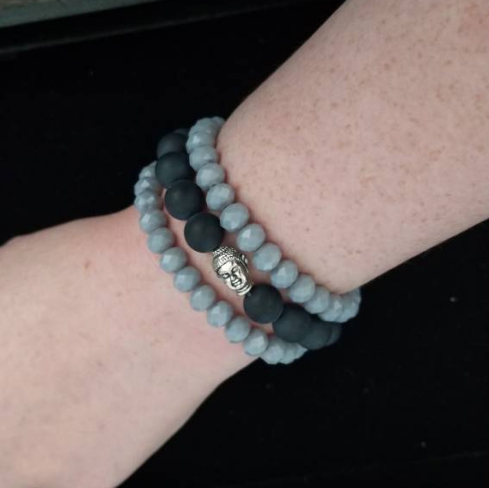 Grey-Purple Glass Bracelet